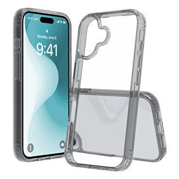 Buff iPhone 16 Air Hybrid Şeffaf Kılıf Siyah