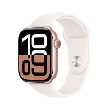 Apple Watch Series 10 GPS 46mm Roze Altın Rengi Alüminyum Kasa  Bulut Pembesi Spor Kordon - M/L 