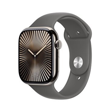 Apple Watch Series 10 GPS + Cellular 42mm Natürel Titanyum Kasa  Taş Grisi Spor Kordon - S/M 