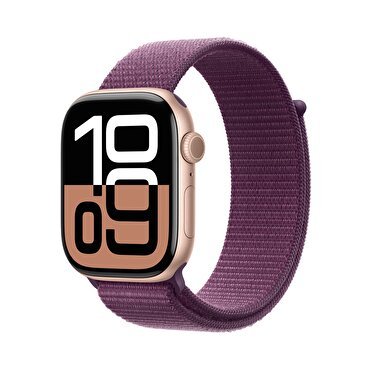 Apple Watch Series 10 GPS + Cellular 46mm Roze Altın Rengi Alüminyum Kasa  Kırmızı Erik Spor Loop 