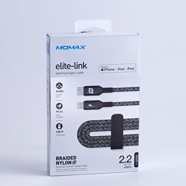 Momax Elite USB-C to Lightning Kablo (2.2m)-Siyah 4894222056978