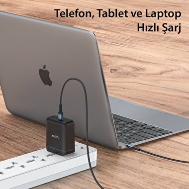 Yesido 1.2M 60W Hasırlı Type-C to Type-C PD Hızlı Şarj Kablosu - Siyah 6971050265258