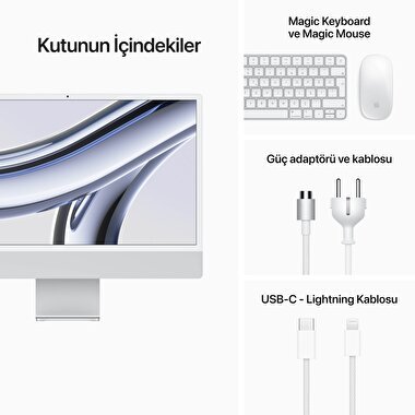 iMac 24 inc 4.5K M3 8CPU 8GPU 8GB 256GB Gümüş  MQR93TU/A