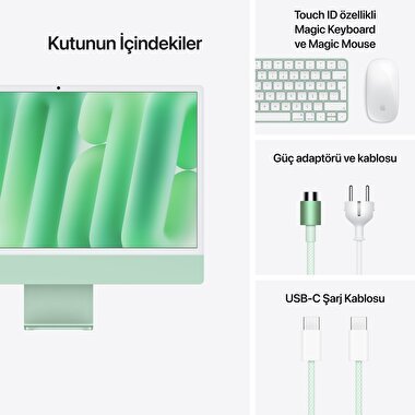 Apple iMac 24inc Retina 4.5K, M4 10-core CPU, 10-core GPU, 16GB Bellek, 256GB SSD, Yeşil - MWUY3TU/A MWUY3TU/A