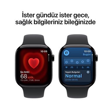 Apple Watch Series 10 GPS 42mm Simsiyah Alüminyum Kasa  Siyah Spor Kordon - M/L  MWWF3TU/A