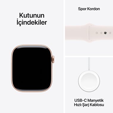 Apple Watch Series 10 GPS 46mm Roze Altın Rengi Alüminyum Kasa  Bulut Pembesi Spor Kordon - S/M  MWWT3TU/A