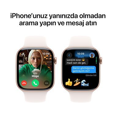 Apple Watch Series 10 GPS + Cellular 42mm Roze Altın Rengi Alüminyum Kasa  Bulut Pembesi Spor Kordon - M/L  MWXA3TU/A