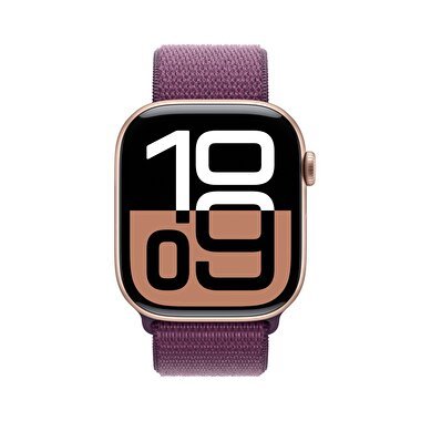 Apple Watch Series 10 GPS + Cellular 42mm Roze Altın Rengi Alüminyum Kasa  Kırmızı Erik Spor Loop  MWXC3TU/A