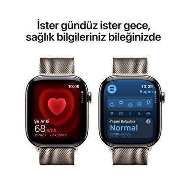 Apple Watch Series 10 GPS + Cellular 42mm Natürel Titanyum Kasa  Natürel Milano Loop  MWXF3TU/A