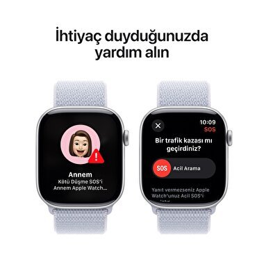 Apple Watch Series 10 GPS + Cellular 46mm Gümüş Rengi Alüminyum Kasa  Bulut Mavisi Spor Loop  MWY23TU/A