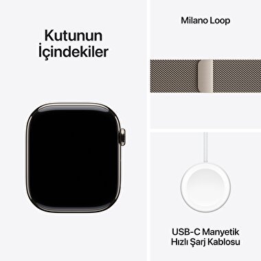 Apple Watch Series 10 GPS + Cellular 46mm Natürel Titanyum Kasa  Natürel Milano Loop - M/L  MWYC3TU/A