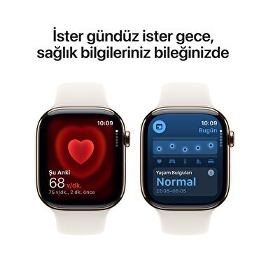 Apple Watch Series 10 GPS + Cellular 42mm Altın Rengi Titanyum Kasa  Yıldız Işığı Spor Kordon - M/L  MX073TU/A