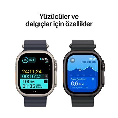 Apple Watch Ultra 2 GPS + Cellular 49mm Natürel Titanyum Kasa  Natural Titanium Milano Loop - S  MX4M3TU/A