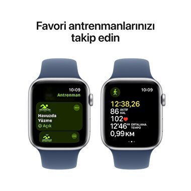 Apple Watch SE GPS + Cellular 40mm Gümüş Rengi Alüminyum Kasa  Kot Rengi Spor Kordon - S/M  MXGF3TU/A