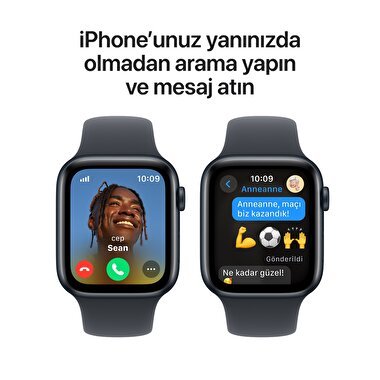 Apple Watch SE GPS + Cellular 44mm Gece Yarısı Alüminyum Kasa  Gece Yarısı Spor Kordon - S/M  MXGL3TU/A