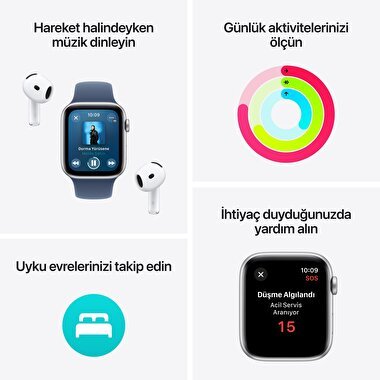 Apple Watch SE GPS + Cellular 44mm Yıldız Işığı Alüminyum Kasa  Göl Yeşili Spor Loop  MXGV3TU/A